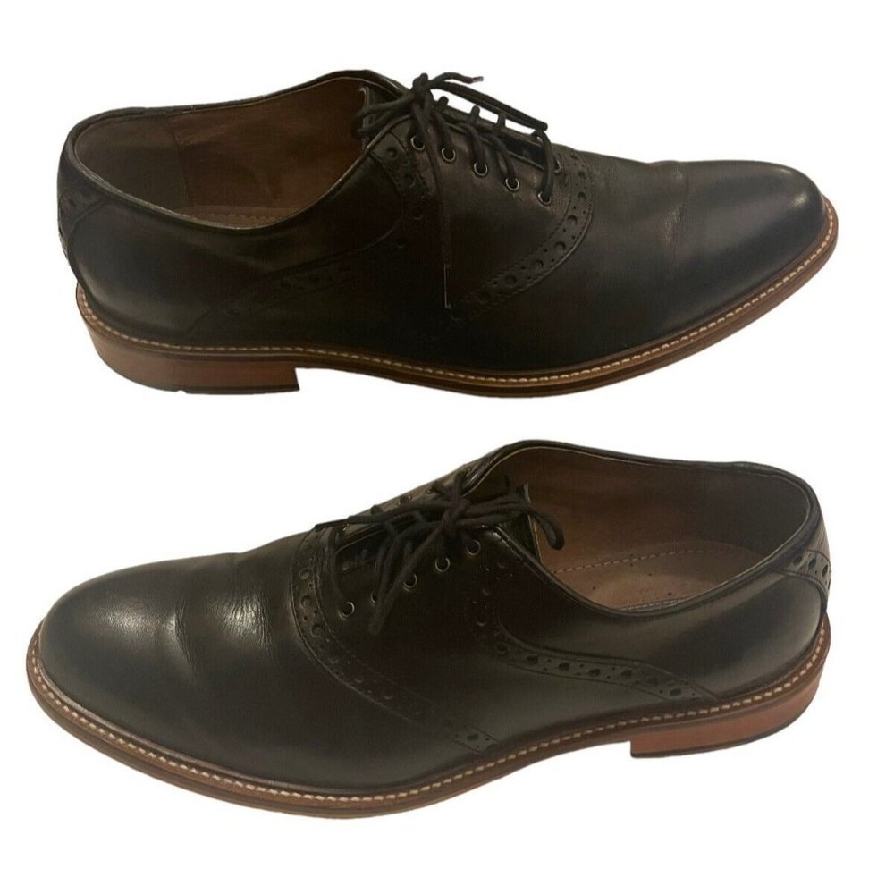 ASTON Grey Tokyo Mens Oxfords Wing Tip Black Leather Dress Shoes Size 11